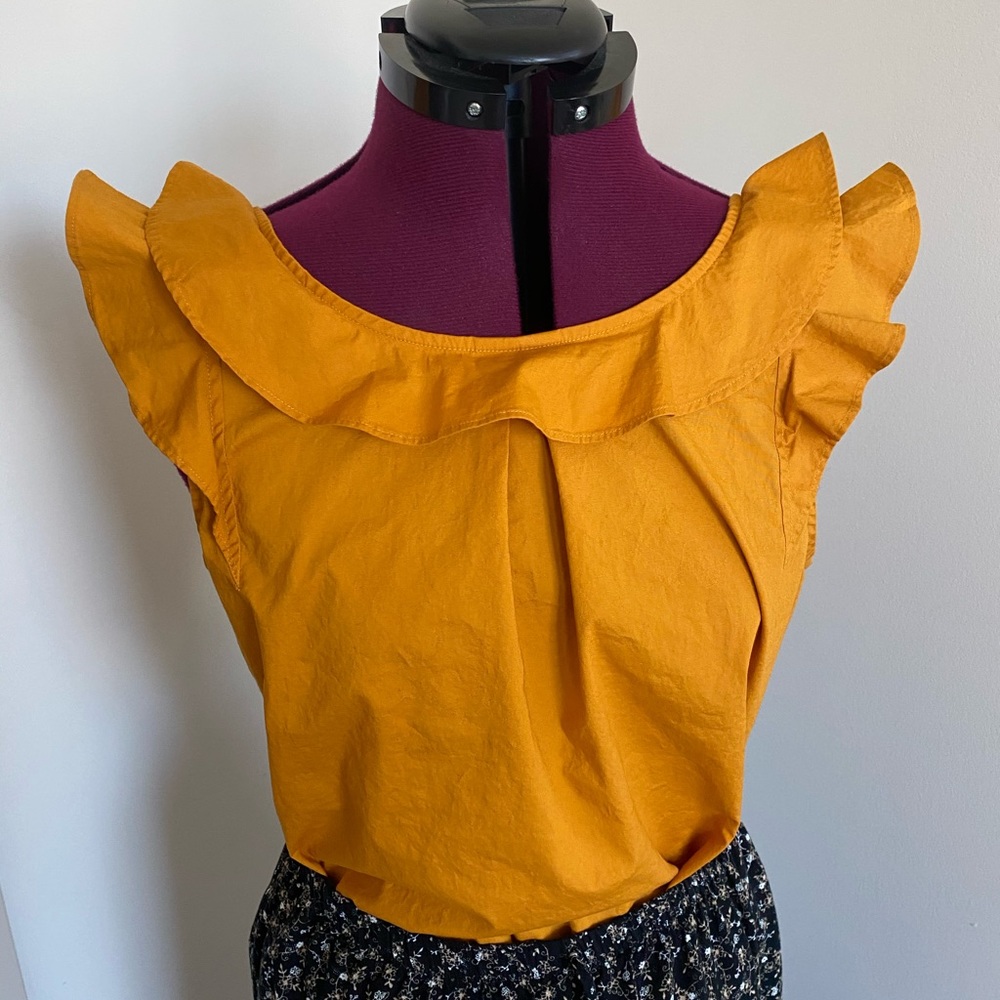 🍁JCrew orange ruffle top - Picture 4 of 8